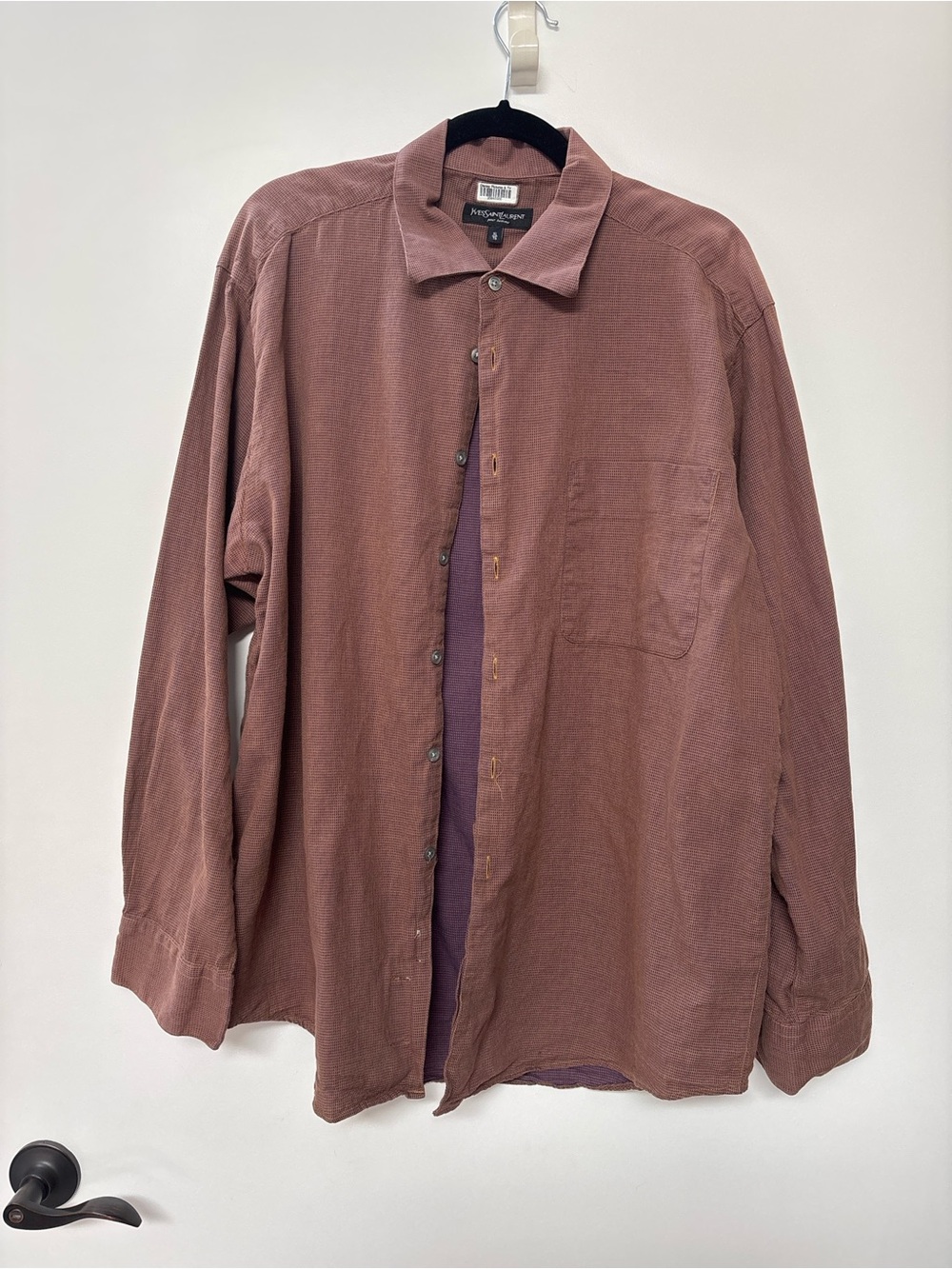 Yves Saint Laurent Men's Button-Down Shirt in Dusty Rose